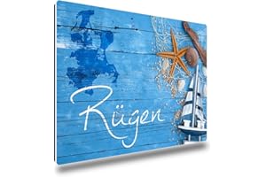 ‎TRIOSK TRIOSK Kühlschrankmagnete Ostsee Magnet Insel Rügen Spruch Souvenir Geschenk Maritim für Reiselustige Frauen Männer Ostseeliebhaber Kühlschrank stark eckig groß 85x55 mm