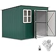 Outsunny 8.5 x 6ft Storage Shed Galvanised Steel Garden Shed, Metal Shed with Foundation Kit, Window, Lockable Wide Doors and Air Vents for Outdoor Patio, Green