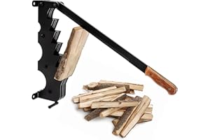 ECD Germany Spaccalegna Manuale con Manico in Legno Spaccalegna Manuale Bilanciata per Pezzi Piccoli con Manico Antiscivolo in Ghisa Nero Coltello Truciolo per Legna