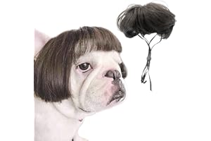 SIGANORPY Dog Cat Cosplay Wig, Pet Wigs, for Halloween, Christmas, Parties, Festivals, Dog Wigs for Small Medium and Large Dogs Cosplay (Linen Color Bangs)