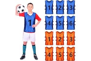 YSISLYBIN Pack de 12 Gilets de Football, Maillots de Sports D'équipe Pour Enfants, Adultes Et Adolescents, Gilets D'entraîNement Réversibles Numérotés Pour Le Football, Le Basket-Ball Et Autres Jeux de Ballon