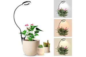 ‎WOLEZEK Wolezek Pflanzenlampe LED Vollspektrum, Pot Clip Grow Light, zwei Installationsoptionen Pflanzenlicht, 3 Farbtemperatur LED Grow Lampe mit 360° Schwanenhals, 6/12/16H Timer, 5 Helligkeit, 1 Stück