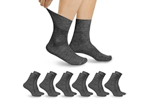 Aomig Skarpety dla cukrzyków, 6/12 par, męskie, bez gumowego ściągacza, dla cukrzyków, skarpety bambusowe z lycrą, bez gumowego szwu, duże skarpety męskie, odpowiednie dla seniorów