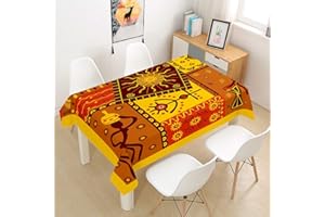 Hearda Tablecloth Waterproof Polyester for Rectangle/Round Table, 3d Tribal Art Pattern Home Decoration Stain Resistant Dust-proof Wipe Clean for Garden Kitchen (African nation,120x120cm)
