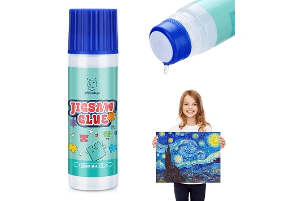 PHILODOGS Colle À Puzzle 120 Ml, Éponge Nouvelle Tête, Non Toxique & Séchage Rapide Pour Adultes/Enfants - Colle Transparente Pour 500/1000/1500 Pièces Et Cadre
