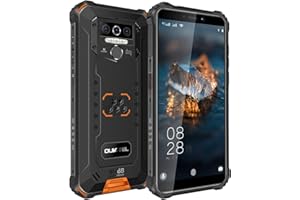 Smartfon OUKITEL WP5 Pro, 4 GB + 64 GB telefon komórkowy Android 10, 5,5-calowy wyświetlacz, wzmocniony smartfon 8000 mAh, 4G Dual-SIM, 3 aparaty, 4 telefony zewnętrzne z lampą błyskową LED(Pomarańczowy)