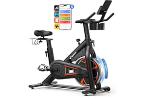 ‎MERACH MERACH Heimtrainer Fahrrad mit Magnetischem Widerstand, Leises Hometrainer Fahrrad mit Verbesserter Stoßdämpfender Luftkissensattel, Eigener App, Stabiler H-Rahmen für besseren Halt, Bis 150KG