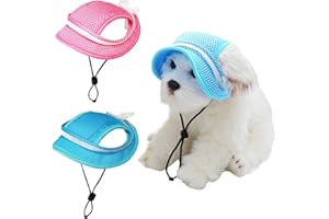 Winmany Cappello da baseball per cani con visiera protettiva solare estiva per cuccioli e gatti regolabile con fori per le orecchie per passeggiate all'aperto (L, blu+rosa)