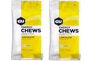 VPOINT LEISURE GU Energy Chews Double Serving Packs. Energy Gummies with Electrolytes for Running, Cycling, Triathlon & Other Sports - Pack of 2 (Lemonade)