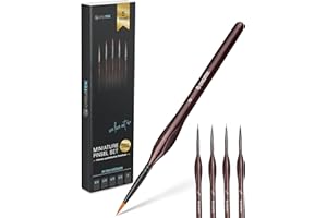 ‎CREATEK CreaTek - 5 extra feine Pinsel Acryl für höchste Präzision & Details | Premium Bi-Nylon Technologie - Künstlerpinsel Miniatur Pinsel Set, Modellbau & Malen nach Zahlen Pinsel