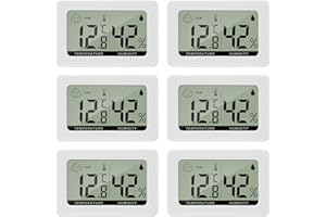 Thlevel Hygrometer Thermometer Digitales Mini Innen Temperatur Luftfeuchtigkeit Messgerät mit Komfortstufen Indikator und Halterung für Büro Wohnzimmer Gewächshaus 6 Stücke