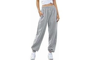 Jhsnjnr Jogginghose Damen Lang Bequeme Sweathose High Waist Trainingshose mit Taschen Freizeit Baggy Sweatpants Sporthose