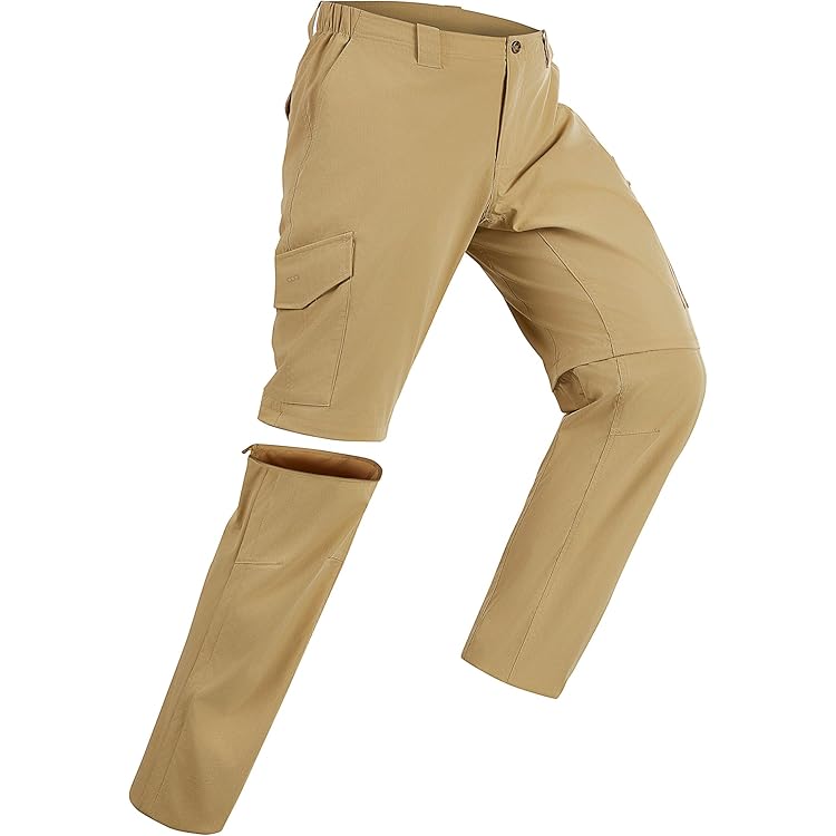 ATLASLAVA Afritsbare wandelbroek voor heren, ademend, lichte trekkingbroek, sneldrogende broek met 6 zakken, zwart, 30