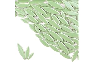 ZWCT Handgefertigtes Keramik-Mosaikfliesen-Set, bunte Blütenblätter, Keramik, DIY, 200 g, Blattader, Keramikblüten, Bastelmaterialien, Mosaik-Kunstbedarf, Hellgrün