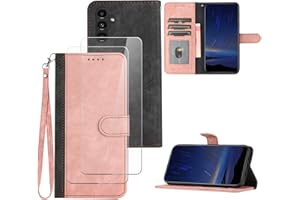 Hoyoikun Handyhülle Kompatibel Mit Samsung Galaxy A54 5G,[Verschenke 2 Stück Full Screen Schutzfolie],Premium PU Leder Flip Case,Magnetverschluss,Standfunktion, Kartenschlitz-Rosa