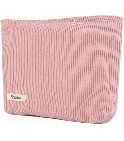 Trousse De Voyage En Tissu Velours Côtelé Sac De Maquillage Pour Filles Et Femme Organisateur De Maquillage Avec Fermeture éclair