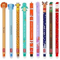 Lot De 8 Stylos Gel Effaçables Halloween - Encre Thermosensible 0.7 Mm - Motifs Animaux
