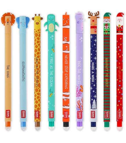 16 Thermogel-Stifte Set | Löschbare Gelschreiber Mit Tier-Designs | 0.7mm Für Schule & Büro