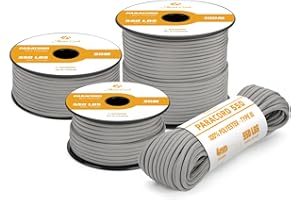Abma Cord Paracord 4mm 15m Corda Paracord 550 Tipo III 7 Fili per All'aperto, Sopravvivenza, Campeggio, Fai Da Te - Max. 250 kg - Grigio