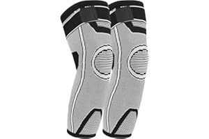 yeloumiss Genouillères longues pour homme et femme - 1 paire de genouillères avec bandes élastiques pour le sport, la course, le basketball, l'arthrite, les douleurs articulaires