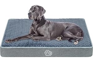 EMPSIGN Extra Large Dog Bed Washable, Dog Crate Mattress with Washable Removable Cover, Reversible Dog Sleeping Mat, Dark Grey, 122x76x7.6cm