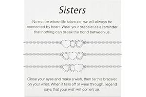 BOCHOI 2/3/4 Amistad Hermana Pulseras Pulseras de la Amistad Pulsera de Plata con Forma de Corazón Regalos Navidad para las Niñas Mejores Amigos