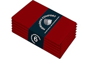 HEIRLOOM COMFORT Hemstitch Cloth Napkins 6 Pack, 100% Cotton, 45x45 cm, Mitered Edges, Soft, Washable Napkins, Perfect for Hotels, Restaurants, Lunch, Weddings, Events, Parties, Everyday Use, Red