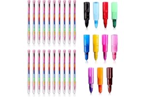 KITUDATY Stapelbare Bunt Stifte Kinder Wachsmalstifte, 20 Stück Buntstifte, 11 Farben Baustein Buntstifte, Mitbringsel Mitgebsel, ideal als Mitgebsel Kindergeburtstag Junge oder kleine Geschenke für Kinder