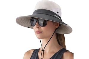 DRESHOW Mujer Sol Sombrero Al aire Libre UV Protección Sombrero Plegable Ala Ancha Pesca Ponytail Playa Bucket Sombreros