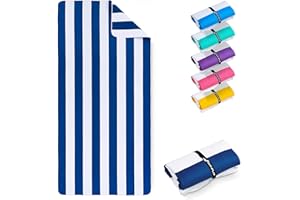 Fit-Flip Telo Mare microfibra – leggero, fine e ad asciugatura rapida - Asciugamano Microfibra Grande Telo Mare XXL - 100% riciclato - rigato blu marino-bianco 160cmx90cm