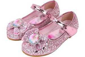 YOSICIL Mädchen Prinzessin Schuhe ELSA Kristall Schuhe Frozenn Eiskönigin Sandalen Partei Glitzer Pumps Festlich Ballerina Karneval Verkleidung Kinder Kostüm Zubehör Schuhe,Rosa,28