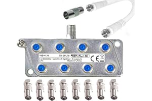 TronicXL 8-krotny rozdzielacz 4K IEC rozdzielacz antenowy TV kabel adapter do telewizji kablowej 8 szt. DVBC np do Unitymedia Vodafone Netcologne SAT Splitter hd digital Unicable puszka rozdzielcza