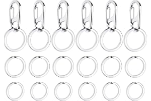 Boao 6 Pièces Clips de Médaillons de Chiens Clips de Médaillons d'Identification pour Animaux de Compagnie avec 18 Anneaux Durables en Acier Inoxydable Clips Personnalisés Porte-Médaillons