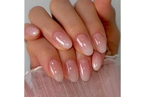 Franska naglar, 24 st. självhäftande lösnaglar, mandelformade, rosa, vita, med färggradient, ballerina, akryl, heltäckande, o