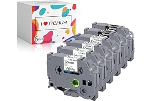 ‎HEHUA 6x Hehua Kompatibel mit Brother P Touch Schriftband 12mm TZe131 TZe-231 TZe335, TZ Tape cassette 12mm 0.47" Bänder Ersatz für PTouch H100r H101gb 1000 1005 D200 H100lb H101c H105 PT-1010 1250 D400