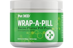 Pet MD Wrap A Pill Bacon Flavour Pill Paste for Dogs - Create a Pocket to Hide Pills and Medication - 59 Servings