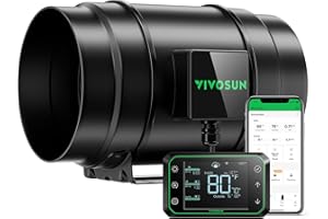 VIVOSUN AeroZesh G8 Ventilateur tubulaire 200 mm silencieux 1225 m³/h avec moteur EC et contrôle de la température GrowHub E42A et contrôleur WiFi pour chauffage, refroidissement, tentes de culture