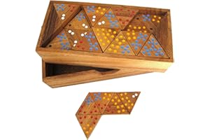LOGOPLAY Tridomino Jumbo - Pierres de jeu extra larges - Longueur des bords : 8 cm - Pour personnes âgées - Triomino - Triomino - Jeu de société en bois avec pois colorés