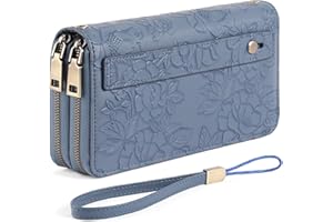 GAEKEAO Portafoglio Donna Grande, Portamonete Vegan in Pelle, Porta Tessere Blocco RFID, Portacarte di Credito, Porta Tessere, Borsellino Doppia Cerniera, Idee Regalo