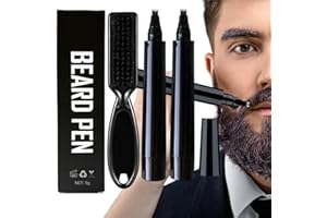 CUTIOLLY Penna per Barba Uomo,2pcs Kit Penna Barba Istantanea,Kit Matita Riempitiva per Barba Uomo,Beard Filling Pen,Riempimento Barba Impermeabile,Matita per Barba e Pennello per Barba