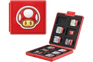 JINGDU étui de Cartes de Jeu pour Nintendo Switch – Capacité de 12 Cartouches de Jeu et 12 Cartes Micro SD, Motif 3D, Organisateur de Jeu NS/OLED/Lite Portable – Voyage et Usage Domestique, Toad