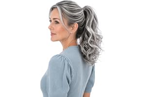 CAISHA 30cm Hairpiece Braid Ponytail Hair Extension Voluminous Wavy Grey Mix H126