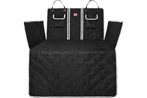 AMZPET Mata do Bagażnika dla Psów – Wodoodporna, Ochronna, Odporna na Zadrapania, z Otworem na Podłokietnik i 2 Kieszeniami – Pikowana – 59 x 127 x 100 cm