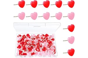 ROWWAIT 100pcs Cute Push Pins Decorative Pink Pins Drawing Pins,0.47inch Cute Decorative Thumb Tacks Heart Shaped Thumb Push Pins for Home School Office,Photos Wall Notice Board Cork Board(Red&Pink)