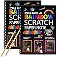 Lansing Scratch Book Rainbow Scratch Paper Notes Scratch Art Activity Books, Scratch Magic Doodle Note Pad for Kids Arts and Crafts Perfect Travel Activity
