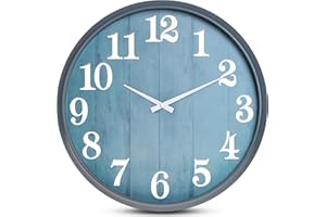 eYotto Garden Clocks Outdoor Waterproof, 46cm/18inch Silent Oversized Outdoor Indoor Large Wall Clock Battery Operated for Patio Pool Living Room Office Decorative (Morden)