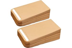 REEKNOKOL 100 buste piccole marroni, buste di semi autoadesive buste di semi buste di carta kraft buste di denaro per salari, semi, monete, perline o francobolli (10x6 cm/3,9x2,4 pollici)