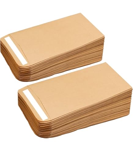 Zaadenveloppen, 150 stuks, hersluitbare zaadenveloppen, zelfklevende enveloppen voor het bewaren van zaden, kleine bruine papieren enveloppen voor het bewaren van zaden, 9,5 x 11,7 cm