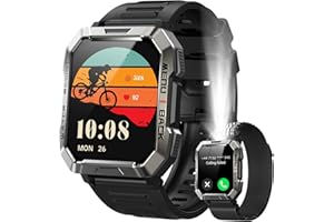 Baolubao Militare SmartWatch Uomo (Rispondi/Effettua Chiamate), Fitness Tracker con Torcia/Bussola/100 Giorni Batteria /24H Cardiofrequenzimetro/Sonno/ SpO2/100+ Modalità Sport per Android IOS