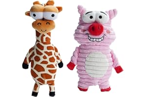 Nocciola - 2 Juguetes Chirriantes para Perros, 5 Divertidos Sonidos Extraños para 5 Animales Diferentes, Juguete Estimulante Duradero para Pequeños a Grandes